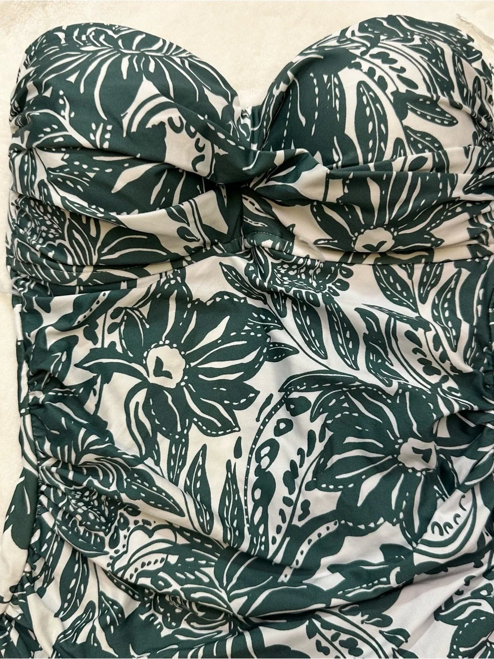 Anne Cole Strapless Green Tropical-Print One-Piece Swimsuit